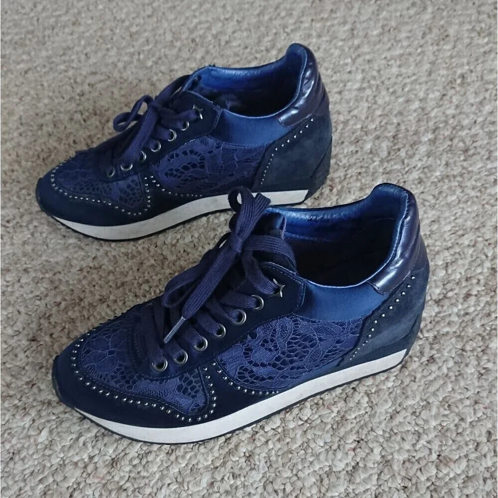 ASH blush Navy Blue Lace Sneakers size 37